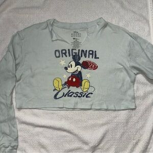 Disney Mickey Mouse Light Blue Long Sleeve Cropped